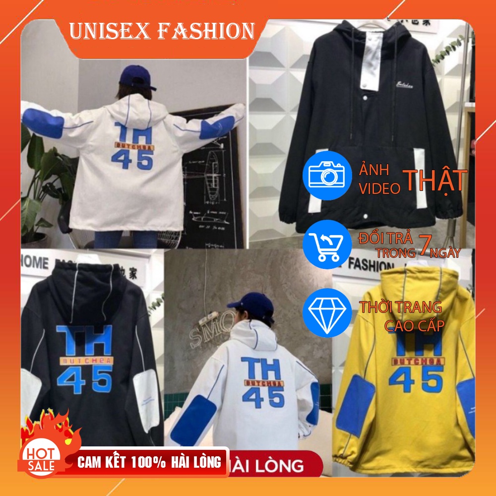Áo khoác kaki nam nữ chống nắng, lạnh unisex form rộng in logo TH45, chất kaki UNISEX FASHION