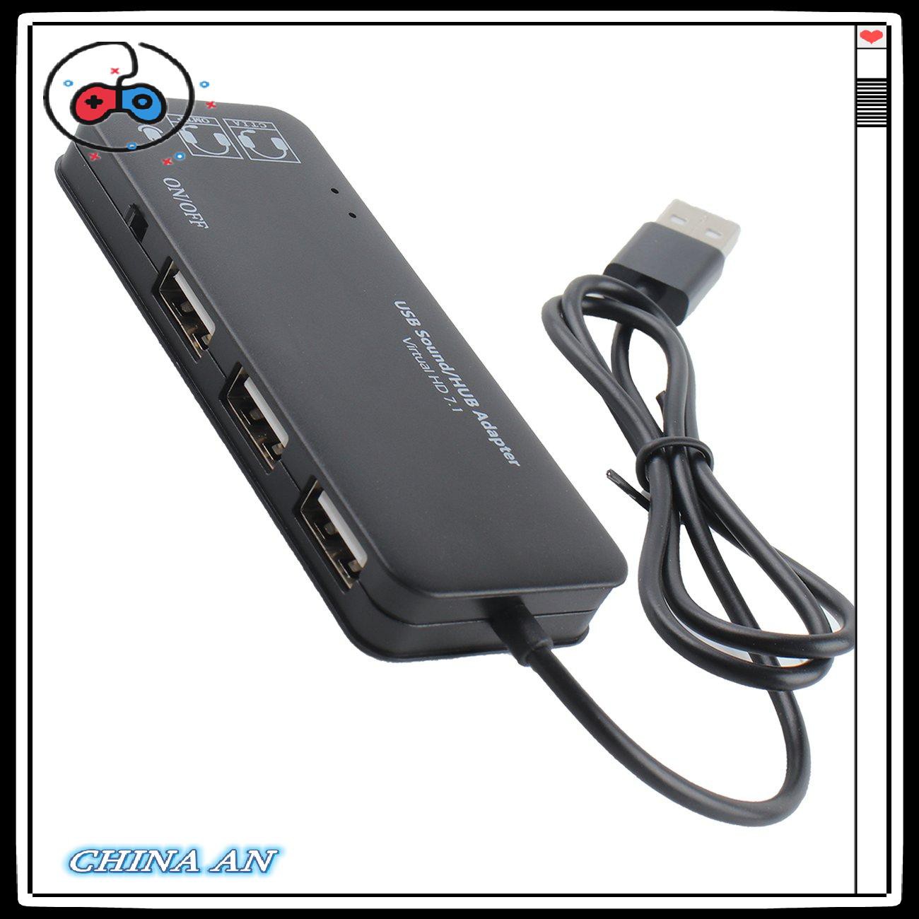 ⚡Hot sản phẩm/3 Port USB2.0 Hub External USB Sound Card No External Driver Stereo Sound Card