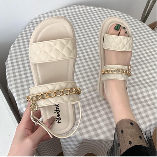 Giày Sandal nữ với dây chuyền đồng😍TAWANA 💖DÉP CAO SU
