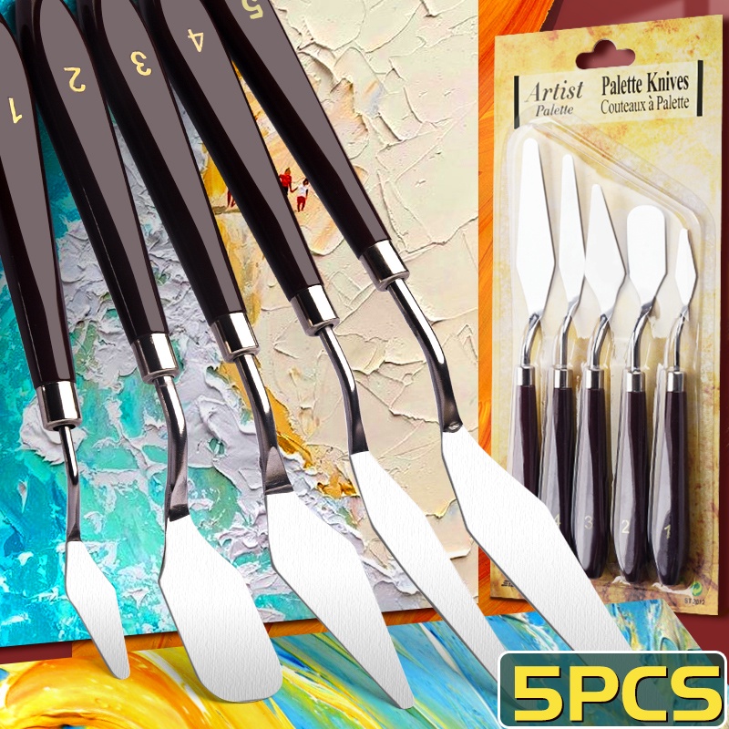 Set 5 Dao Trộn Màu Trang Trí Bánh Bằng Thép Không Gỉ