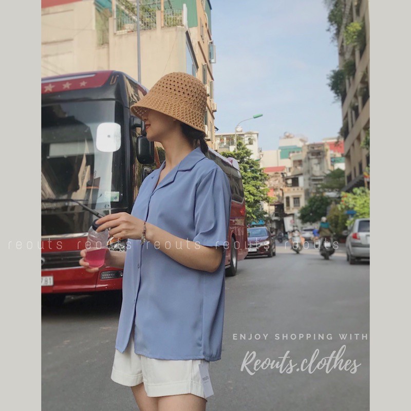 Áo sơ mi nữ công sở tay ngắn cổ vest ảnh thật Thời trang nữ Reouts | BigBuy360 - bigbuy360.vn