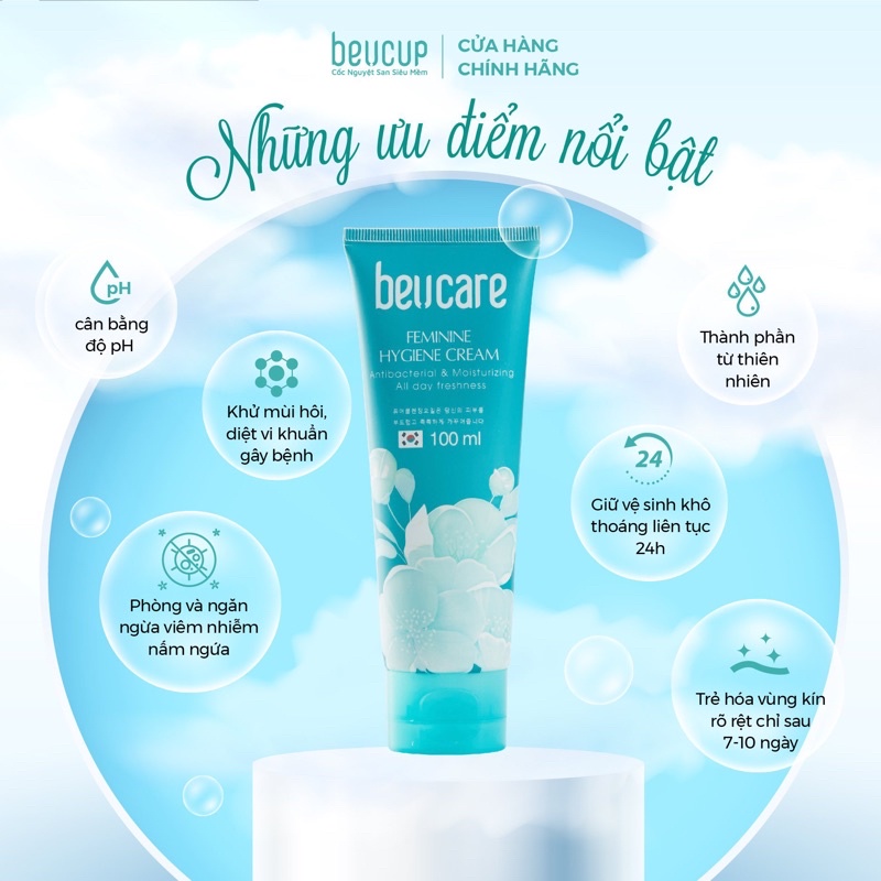 Combo 1 Bộ Cốc Nguyệt San BeUcup và 1 Dung Dịch Vệ Sinh Phụ Nữ BeUcare 100ml