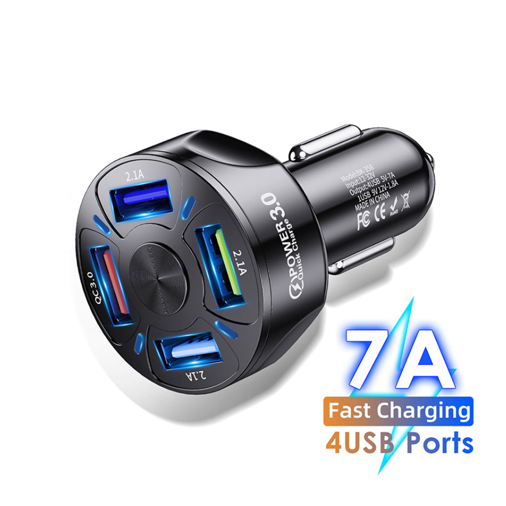 [Mã LIFE1603ALL giảm 10% đơn 0Đ] Cốc Sạc Nhanh 4 Cổng Usb 3.0 Tích Hợp Màn Hình Hiển Thị Led Cho Xe Hơi