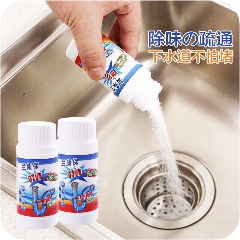 Lọ bột thông tắc cống mới 100g, thông tắc toilet nghẽn bồn cầu chậu rửa