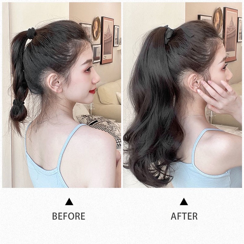Tóc Giả Đuôi Ngựa Uốn Xoăn Nhẹ Bằng Sợi Tổng Hợp Tự Nhiên Siêu Bền Thoáng Khí Tạo Kiểu Gợn Sóng Tự Nhiên Cho Nữ