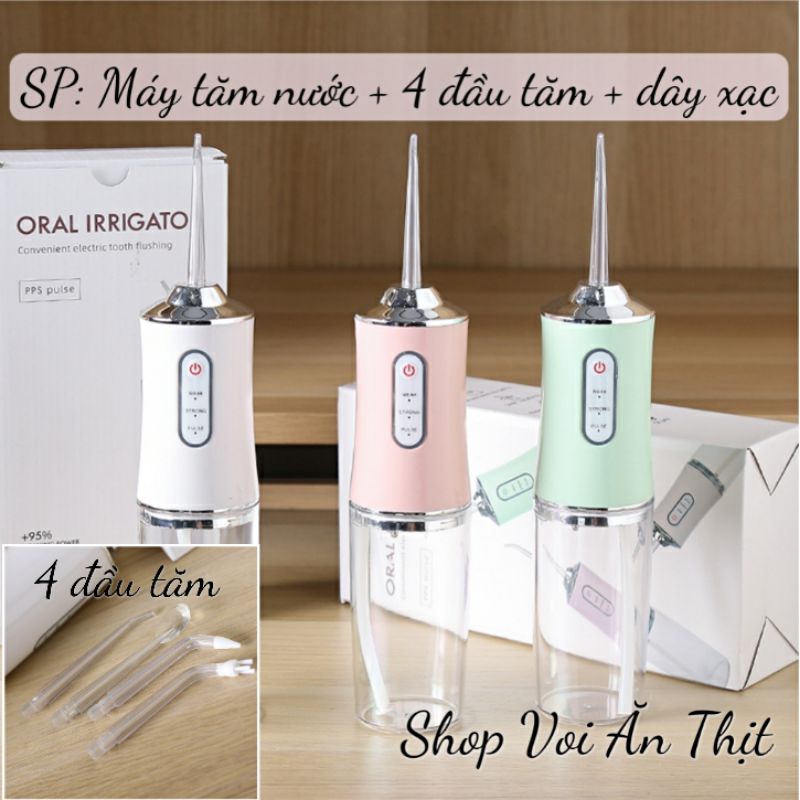 [4 đầu tăm] Máy tăm nước cầm tay Oral Irrigator bản quốc tế chuẩn nha sĩ khuyên dùng, Tăm Nước Vệ Sinh Răng Miệng