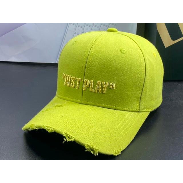 Mũ kết lưỡi trai kaki tua kiểu dán hàn quốc - nón kết rách thêu Just Play unisex thời trang