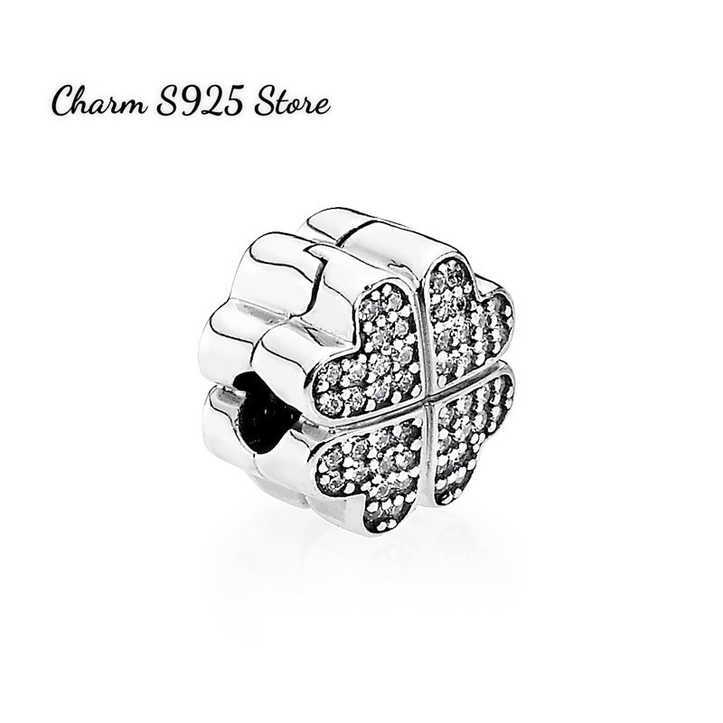 PAN ALE CHARM KHOÁ CHẶN CỎ 4 LÁ BẠC S925 CAO CẤP