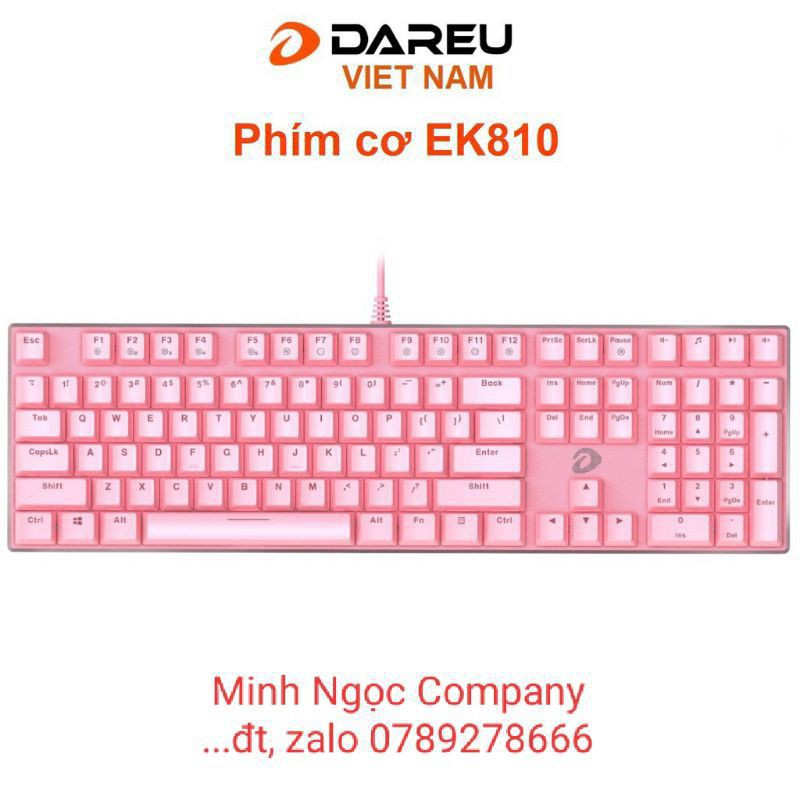 Bàn Phím Cơ Dareu Ek810 Queen Pink 104KEY - Bảo hành chính hãng 24 tháng