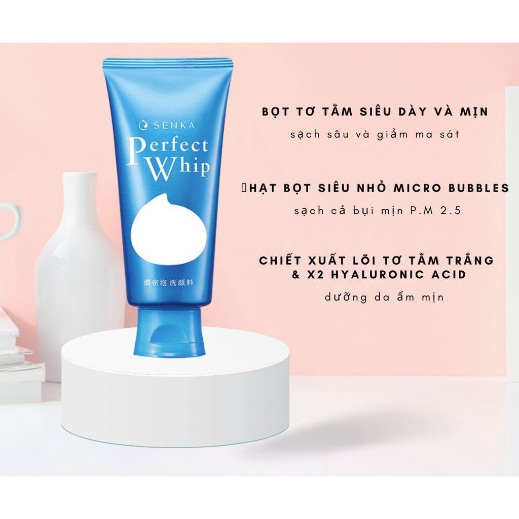 Sữa Rửa Mặt Tạo Bọt Làm Sạch Sâu Senka Perfect Whip U 120g Nhật Bản - Mẫu mới