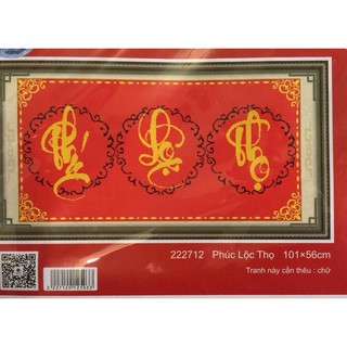Tranh thêu chữ thập Phúc Lộc Thọ 222712-109x60cm