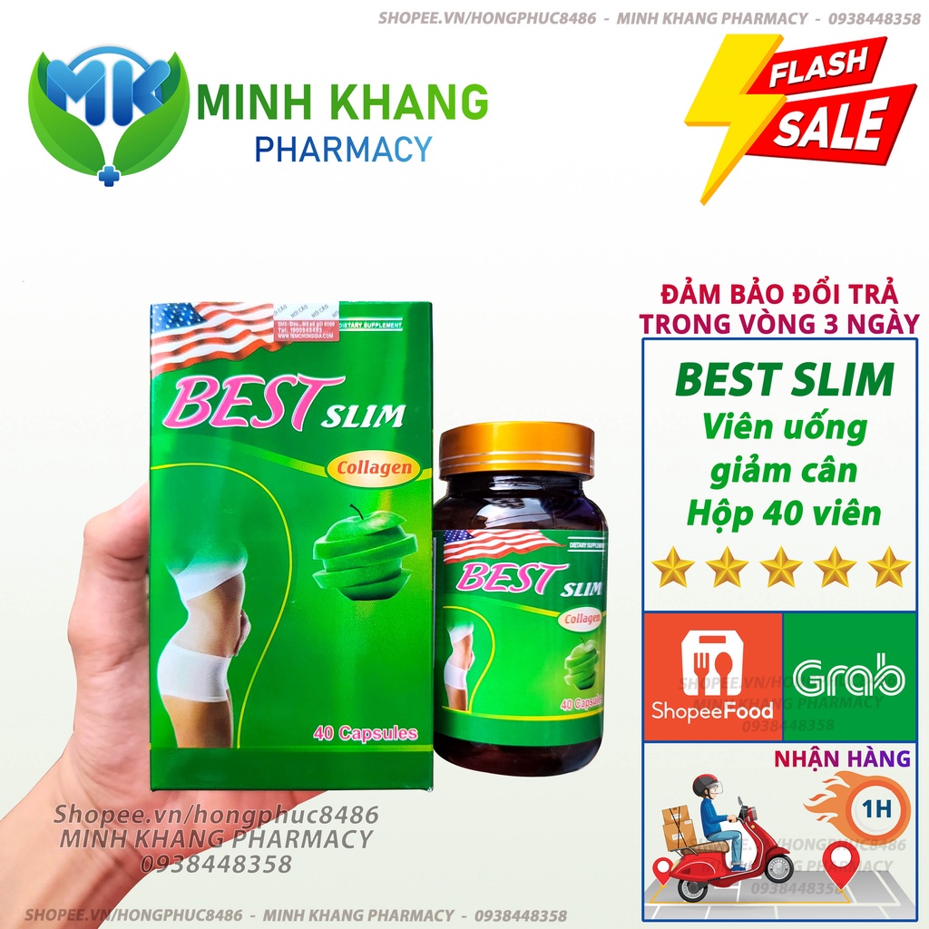 Giảm cân Best Slim Collagen, giúp giảm cân, giảm Cholesterterol (Lọ 40 viên)