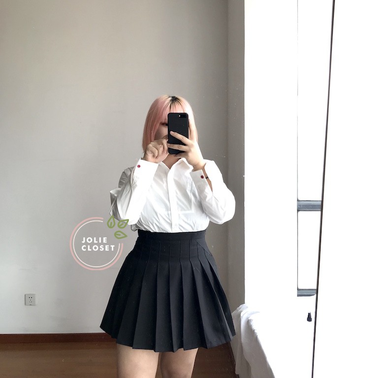 Joliecloset Hot Chân Váy Xếp ly Kaki màu Chữ A Dáng ngắn Váy Thiết Kế xếp ly | BigBuy360 - bigbuy360.vn