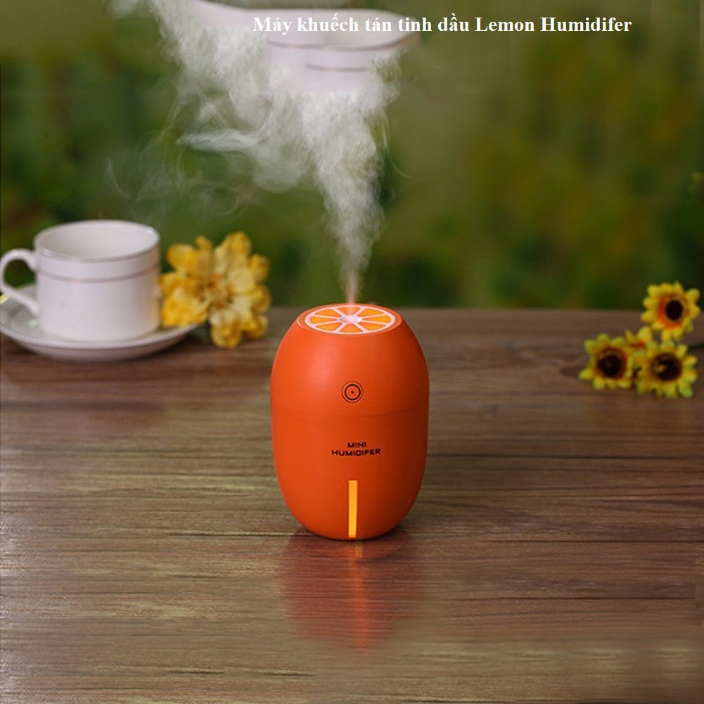 Máy khuếch tán tinh dầu tạo độ ẩm và đuổi muỗi Lemon Humidifer - Tặng kèm tinh dầu sả chanh