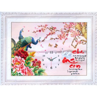 Tranh Đính Đá Đồng Hồ Cha Mẹ YN5367 60x45cm, chưa đính
