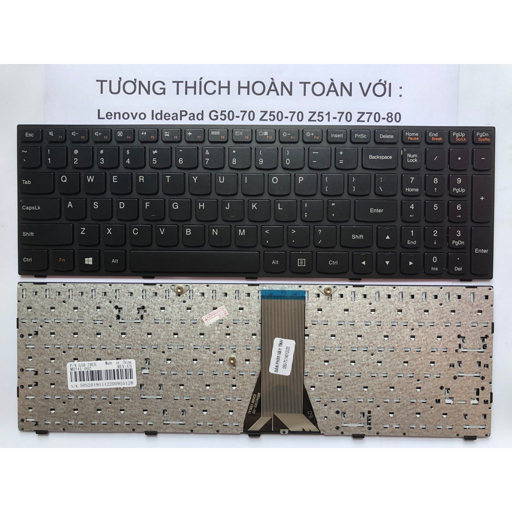 Bàn phím Laptop Lenovo IdeaPad G50-70 Z50-70 Z51-70 Z70-80 HÀNG MỚI-BẢO HÀNH 12 THÁNG TOÀN QUỐC