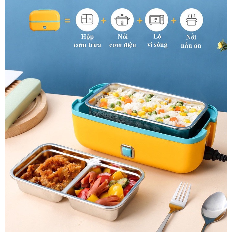 Hộp Cơm Cắm Điện Văn Phòng Khay Inox 304 Công Suất 230W Bảo Hành 6 Tháng