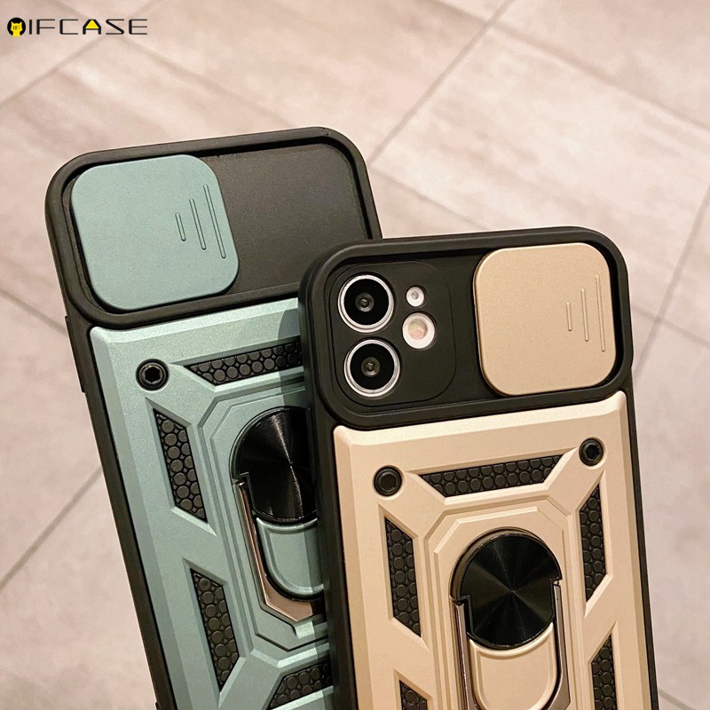 Ốp điện thoại có nắp trượt bảo vệ camera chống sốc thích hợp cho Iphone 12 Mini 12 11 Pro Max