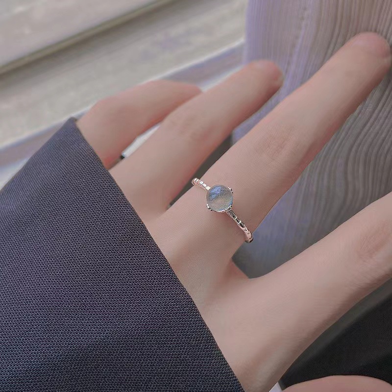 Moonstone Ring Thiết kế đơn giản Nhẫn thời trang sang trọng Cá tính Nhẫn nữ Mở nhẫn Trang sức