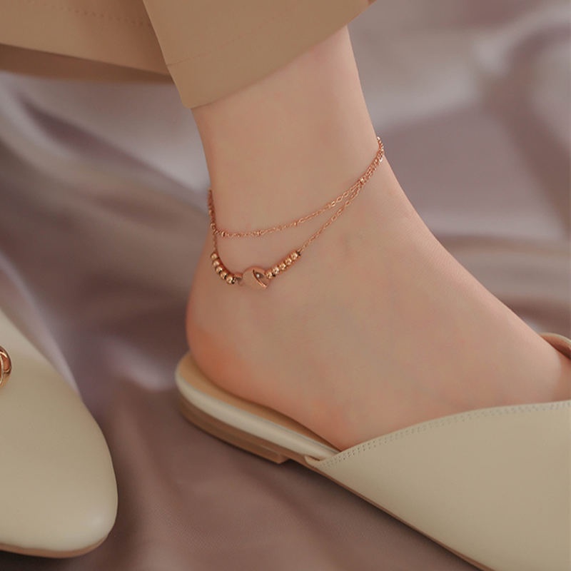 Lắc chân nữ bằng titan không gỉ thiết kế 2 lớp mặt hình chú cá độc đáo xinh xắn hợp thời trang 2022