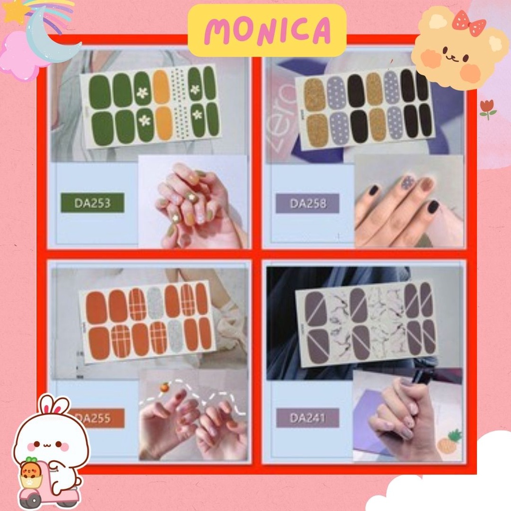 Nail sticker gồm 14 móng dán trong 1 bộ mã Da từ 241 đến 260