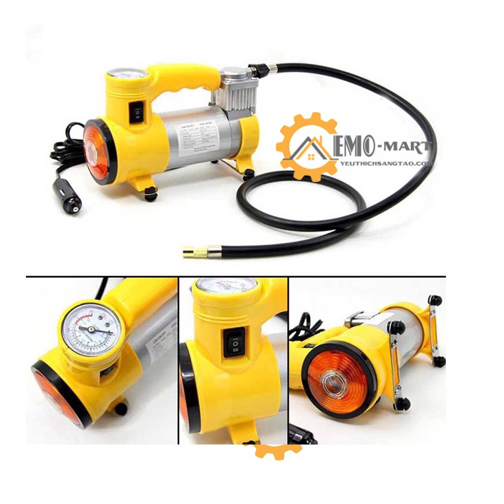 Máy nén khí bơm hơi V2 ⚡️𝗕𝗛 𝟭𝟮 𝗧𝗛𝗔́𝗡𝗚⚡️ Áp lực nén tối đa 100PSI - Tặng kèm 3 đầu kim bơm