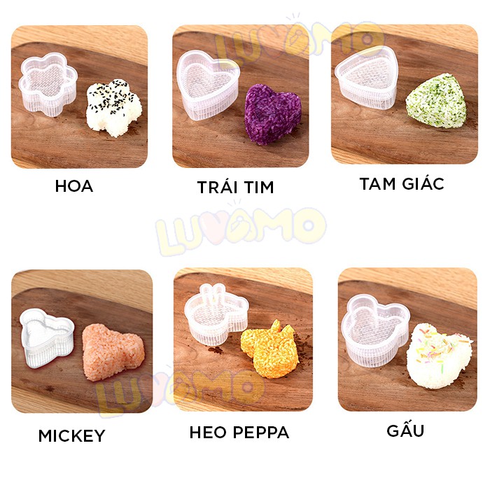 Khuôn cơm cho bé ép tạo hình bento tam giác nhiều hình dáng bamena AD67