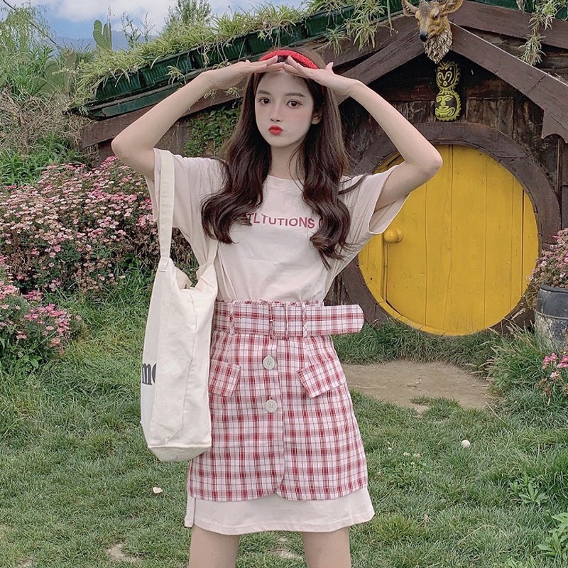 Set đồ đôi caro váy suông