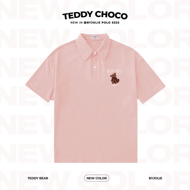 Áo polo unisex &quot;CHOCO TEDDY&quot; chất cotton thoáng mát