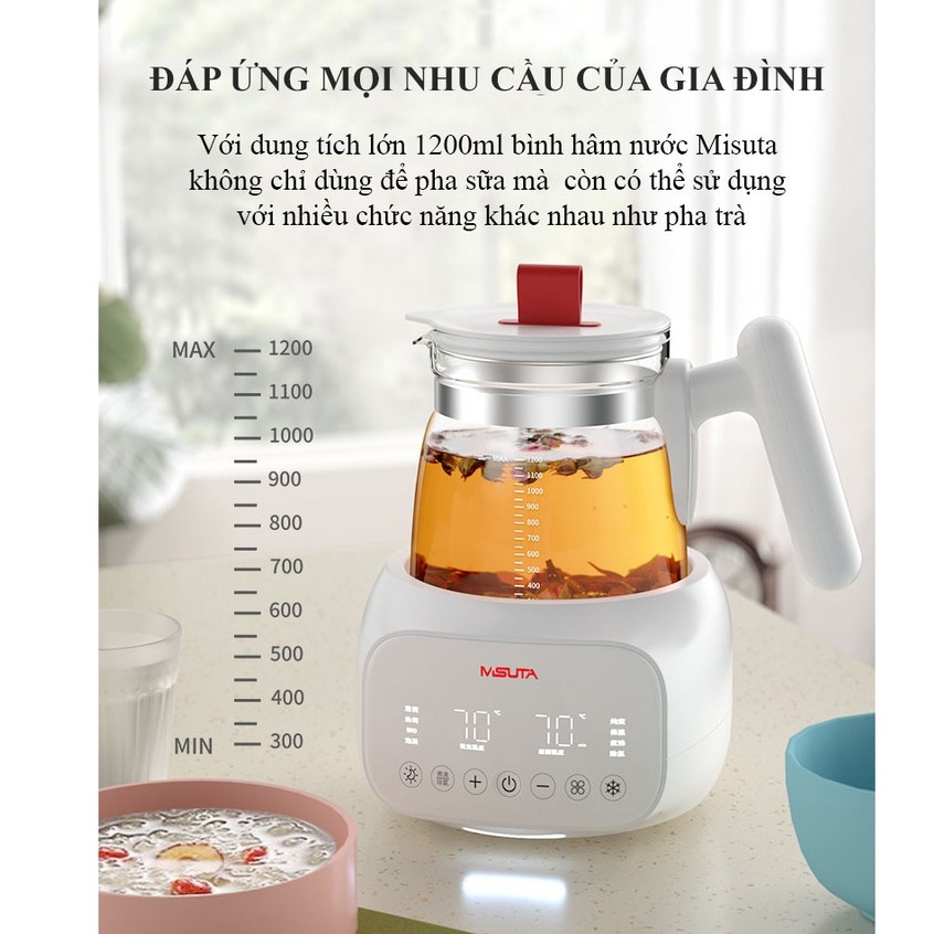 Máy Đun Nước Pha Sữa MISUTA Bản Nâng Cấp-Có Quạt Tản Nhiệt, Ánh Sáng Dịu Nhẹ Thích Hợp Cho Mẹ Pha Sữa Ban Đêm