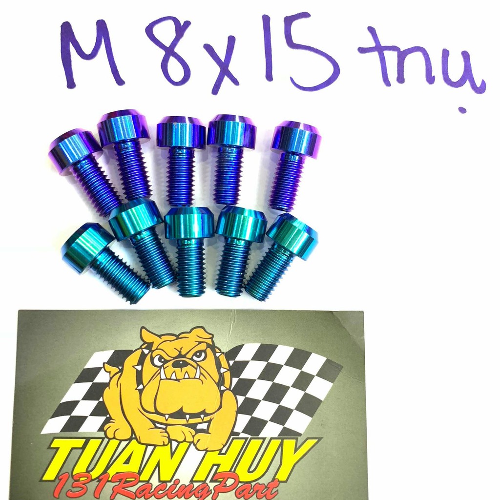 ốc titan gr5 8li15 đầu trụ M8x15 Pillar Head gắn số gãy các dòng xe