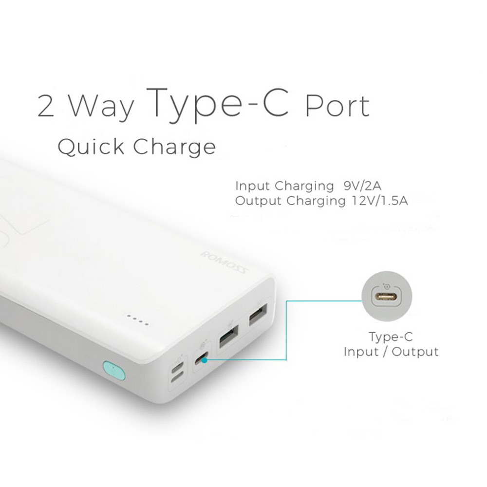 Pin Sạc Dự Phòng Romoss Sense 8 30.000Mah Hổ Trợ Sạc Nhanh Cho Điện Thoại Máy Tính Bảng