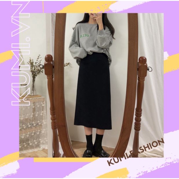 [Taobao] SẴN chân váy lưng cao suông dáng dài tiểu thư MORAN Hàn Quốc sang trọng 2 lớp