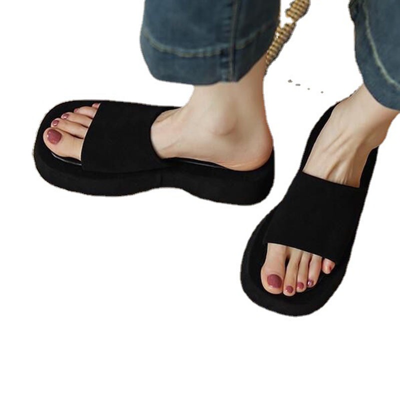 Dép đế xuồng IELGY bằng da thời trang đi biển cho nữ