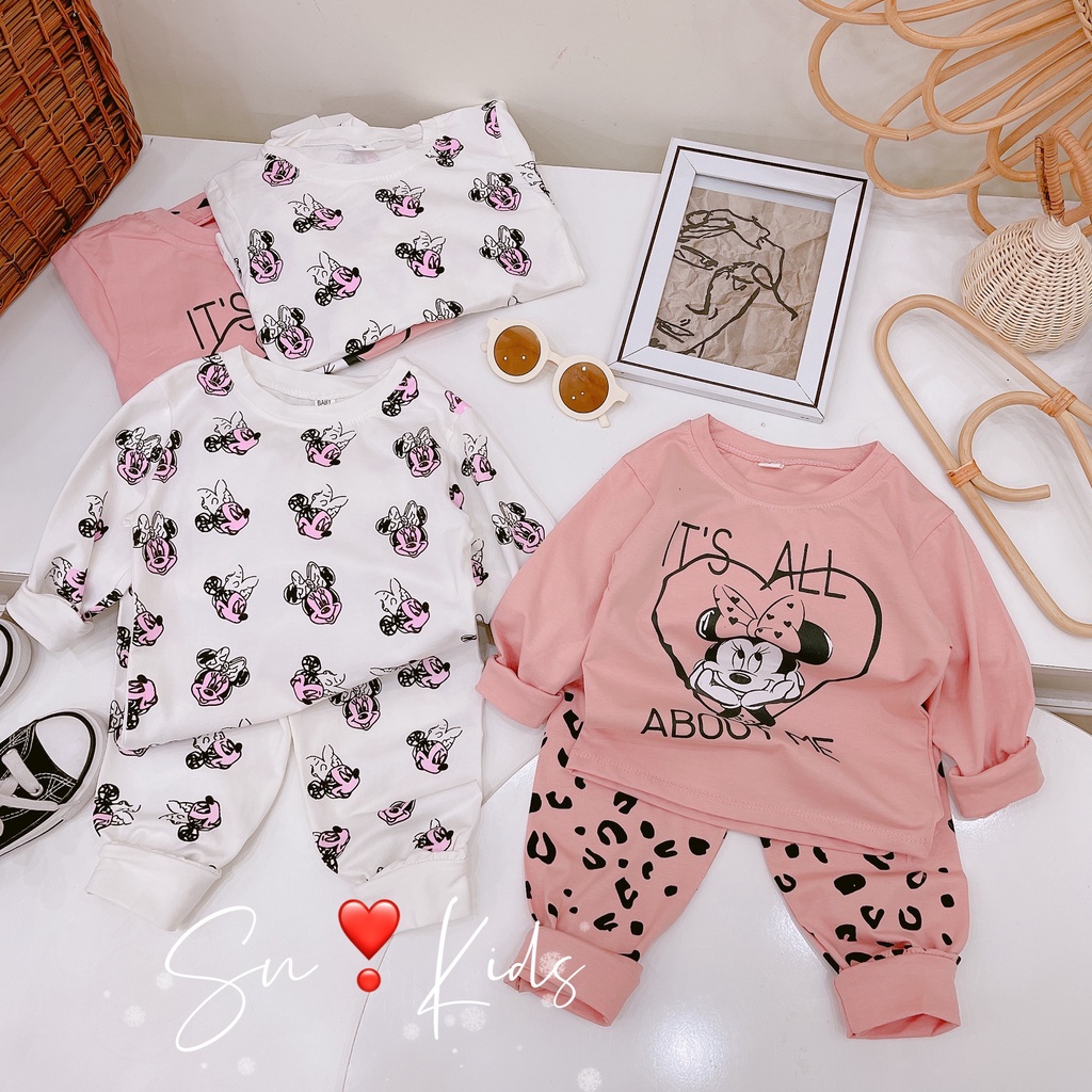 [SALE] Đồ bộ dài phiên bản Mickey chất cotton 2 màu cực đẹp thu đông bé trai bé gái (V500)