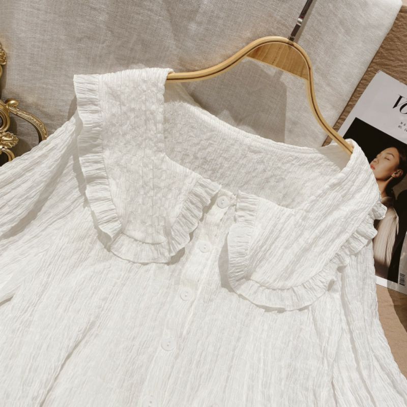 Sỉ 175💚 SET ÁO BBD TRẮNG CỔ BÈO + SHORT LAI BÈO 💚