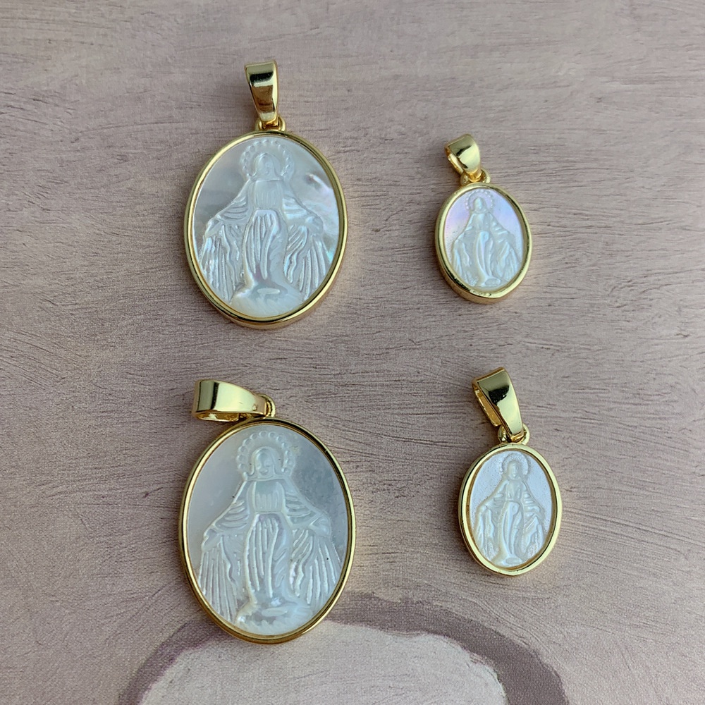 Mặt Vòng cổ Bằng Đá Fritillary Virgin Mary Phong Cách Âu Mỹ Tự Nhiên