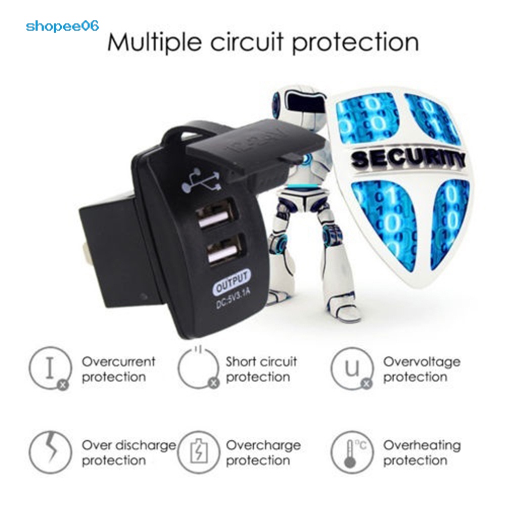 Ổ Cắm Sạc USB Hai Cổng Chống Thấm Nước Thông Dụng Cho Xe Máy/Xe Hơi