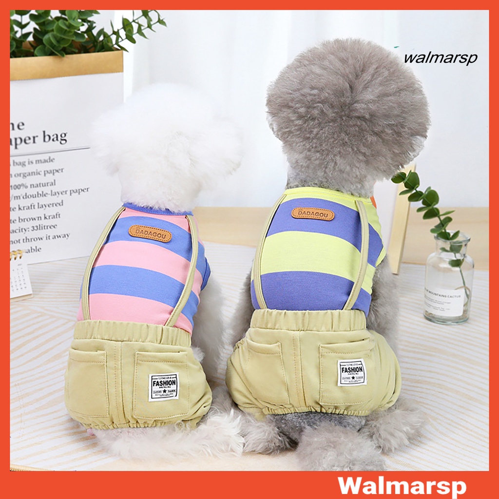 Bộ Áo Liền Quần Bằng Cotton Mềm Mại Họa Tiết Kẻ Sọc Thời Trang Dành Cho Thú Cưng