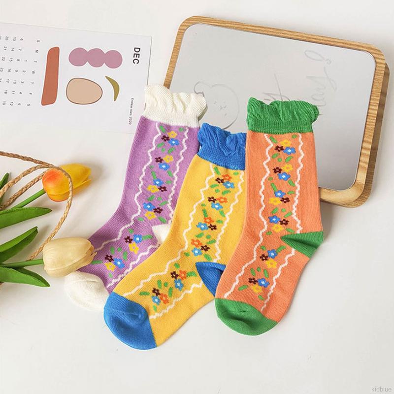 Vớ cotton thêu họa tiết phong cách Hàn Quốc dễ thương cho bé