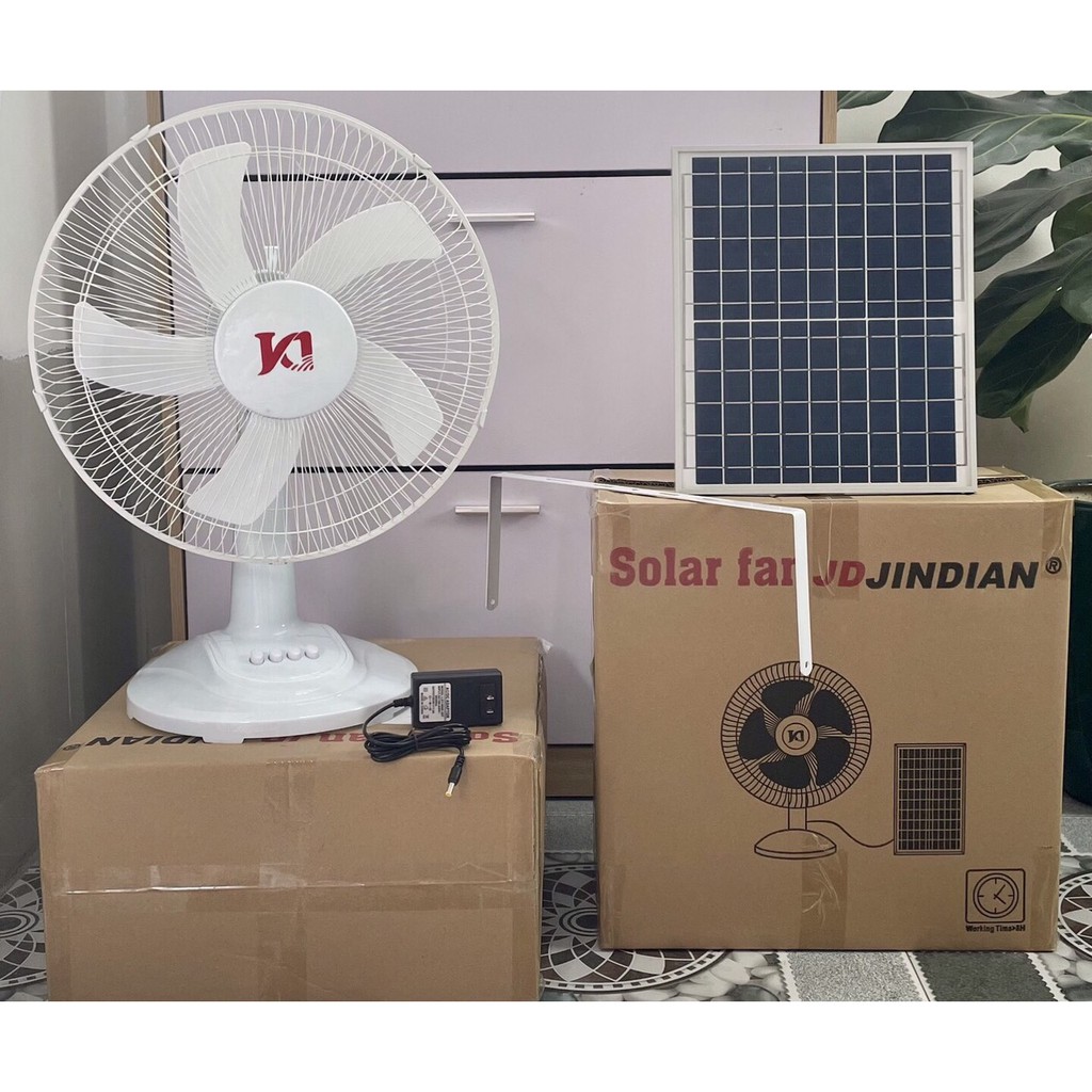 Quạt tích điện năng lượng mặt trời 25W HÀNG CHÍNH HÃNG JINDIAN JD-138L BẢO HÀNH 24 THÁNG