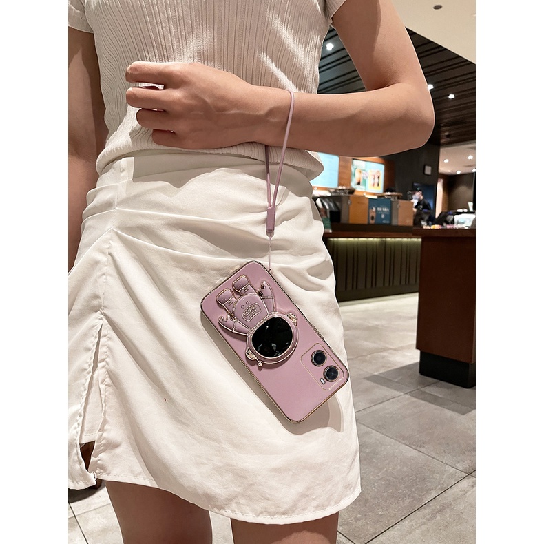 Ốp Điện Thoại Cho OPPO A77S A57 4G 2022 A77 5G Mềm Chống Sốc Kiểu Camera Có Dây Đeo