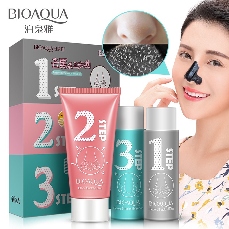 Bộ Lột Mụn 3 Bước Bioaqua Làm Sạch, Mụn Cám, Mụn Đầu Đen, Thu Nhỏ Lỗ Chân Lông Nội Địa Trung - LAI'S STORE