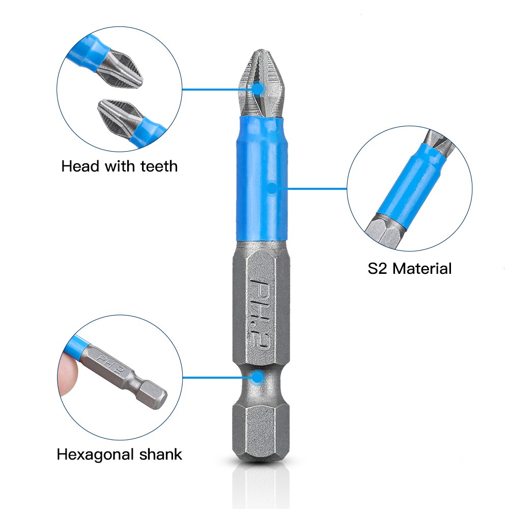 EKEZ 3/5/10 cái 50mm Tuốc nơ vít mũi chéo chống trượt PH2 dụng cụ cầm tay