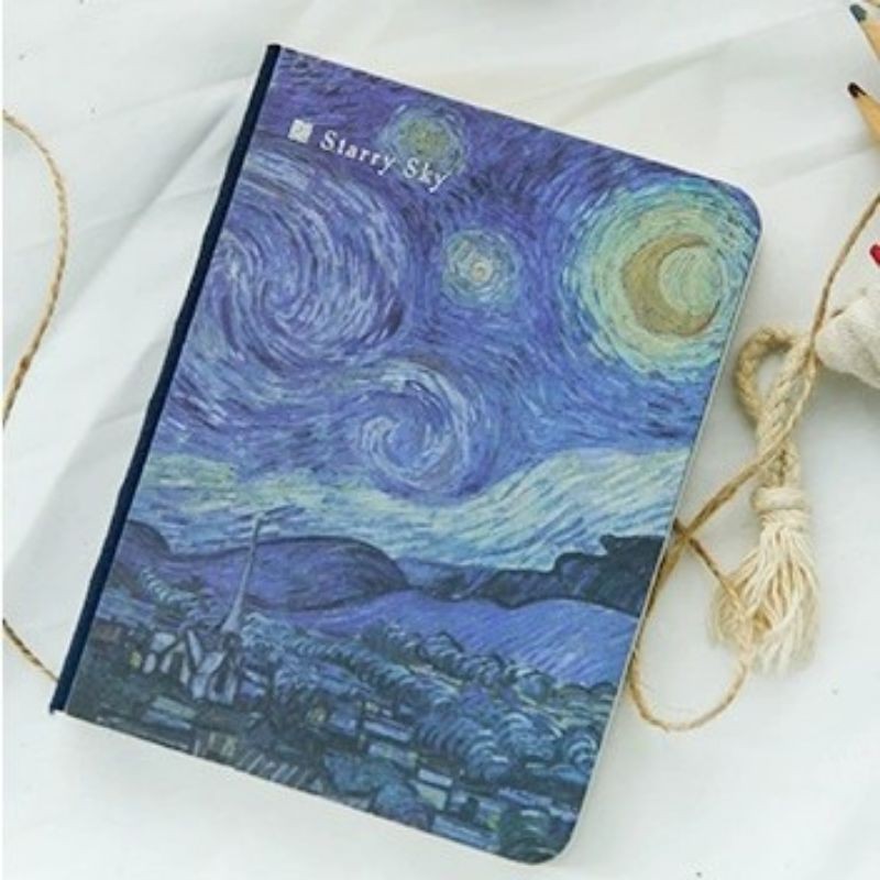 Sổ tay pocket ĐÊM ĐẦY SAO Bullet journal gáy đóng chỉ bức tranh sơn dầu họa sĩ Van Gogh Starry Night size A6