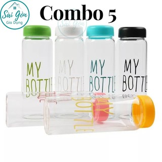 [COMBO 5] BÌNH ĐỰNG NƯỚC THỦY TINH MY BOTTLE NẮP NHỰA 450ML SG-A006-5C