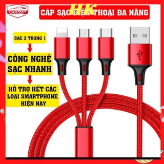 Dây cáp sạc 3 đầu.Cáp sạc đa năng. m03. CÁP SẠC HOCO ..cáp sạc-dùng được cho nhiều cổng..độ bền cao.hàng chính hãng