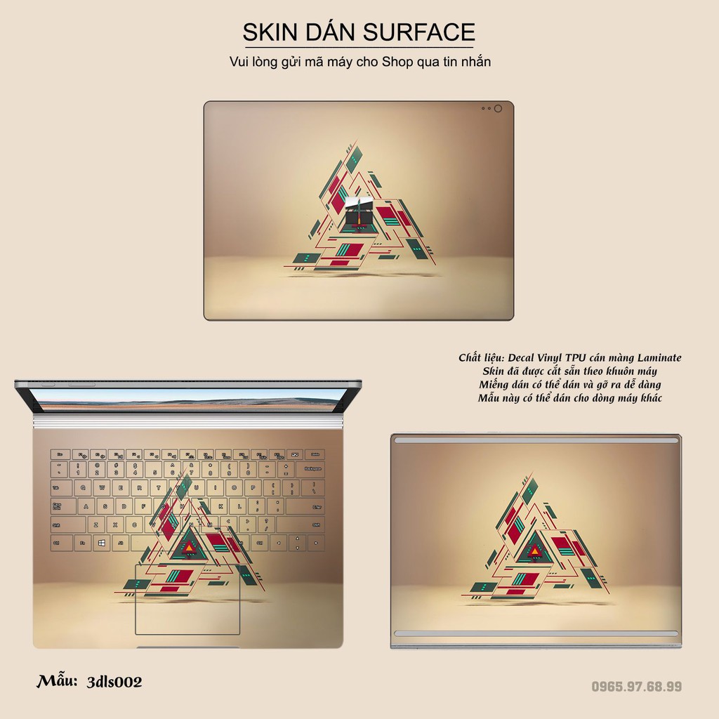 Skin dán Surface in hình 3D (inbox mã máy cho Shop)