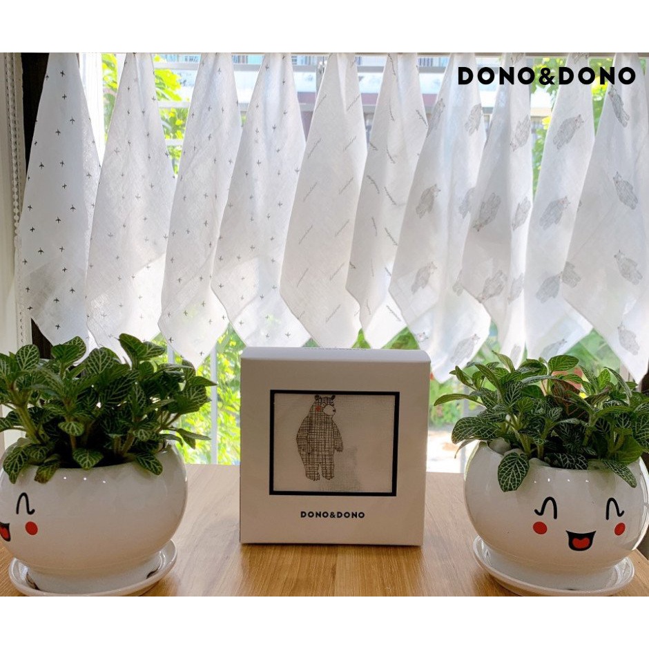 Set 10 khăn sữa DONO & DONO cotton Hàn Quốc hoạ tiết ( kích thước 35x35cm )