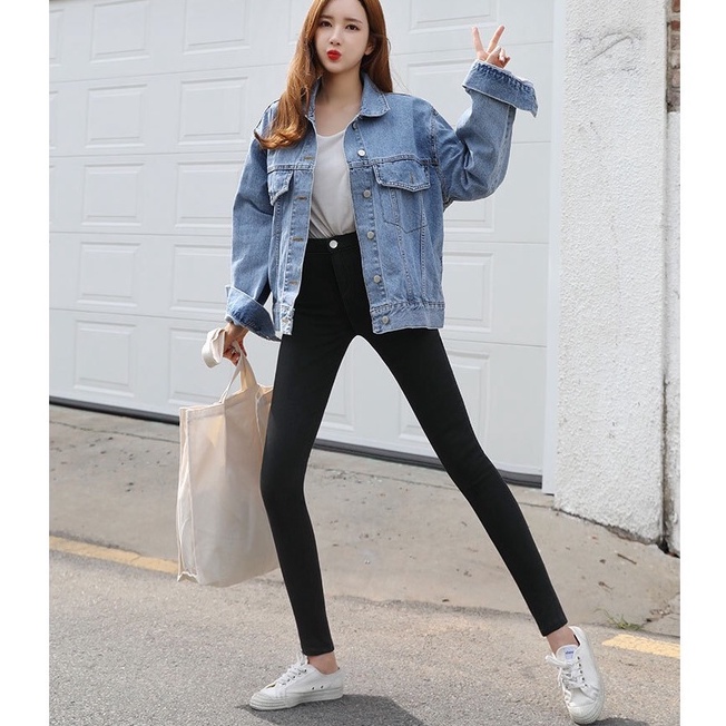 Quần Legging Jean Lót lông/Không lót lông cạp cao ôm dáng giữ nhiệt tốt